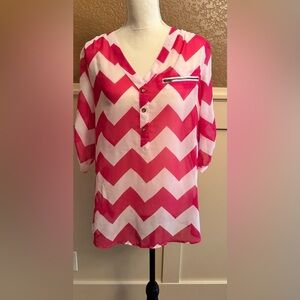 Justify Pink and White Chevron Top